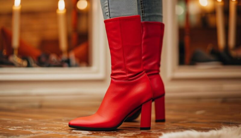 calzado084pg Botas rojas de moda